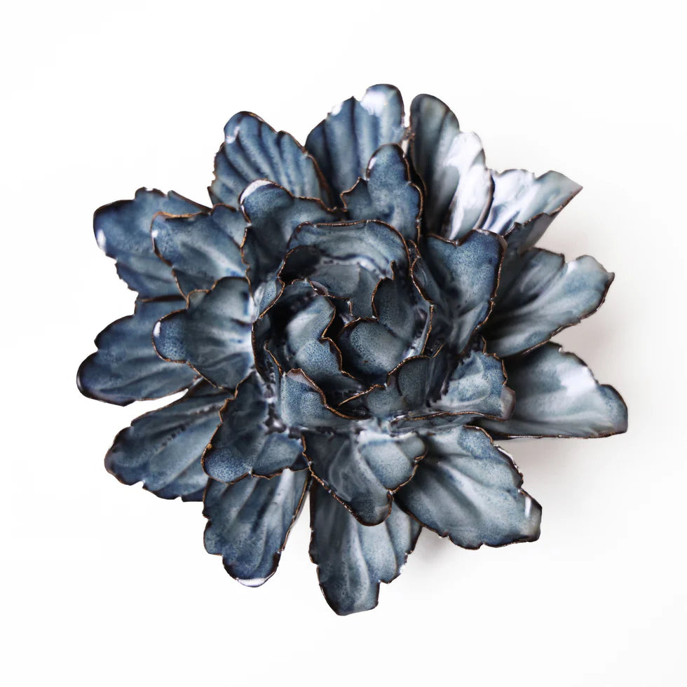 Large Dark Blue Flower Ceramic Wall Art | The Nancy Smillie Shop - Art, Jewellery & Designer Gifts Glasgow Scotland