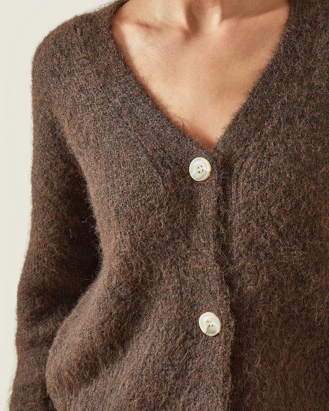 Joan Cardigan in Chocolate | The Nancy Smillie Shop - Art, Jewellery & Designer Gifts Glasgow Scotland