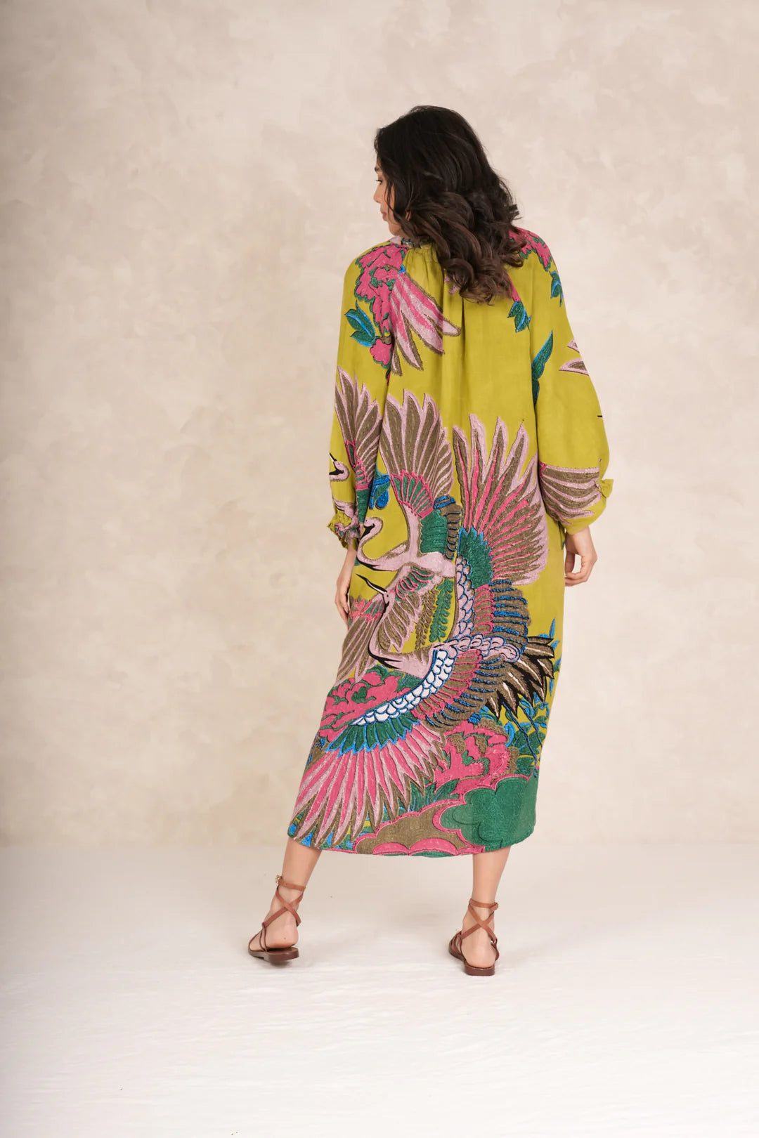 Olive Crane Raglan Dress - M/L