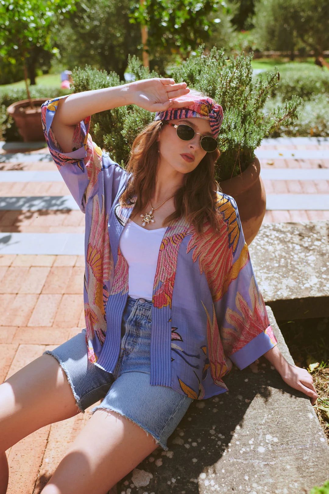 Periwinkle Crane Kimono