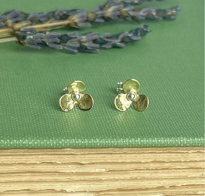 Brass Flower Stud Earrings
