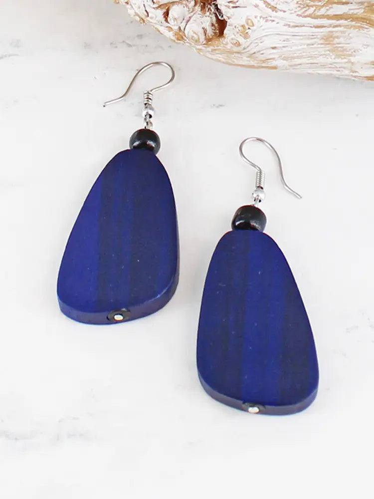 wooden pebble earrings