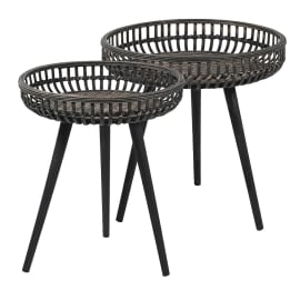 Large black bamboo side table