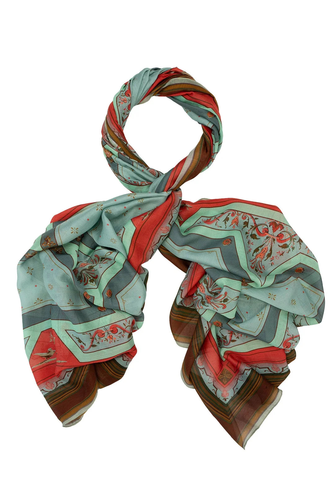 Fleur De Lys Aqua  Map Scarf