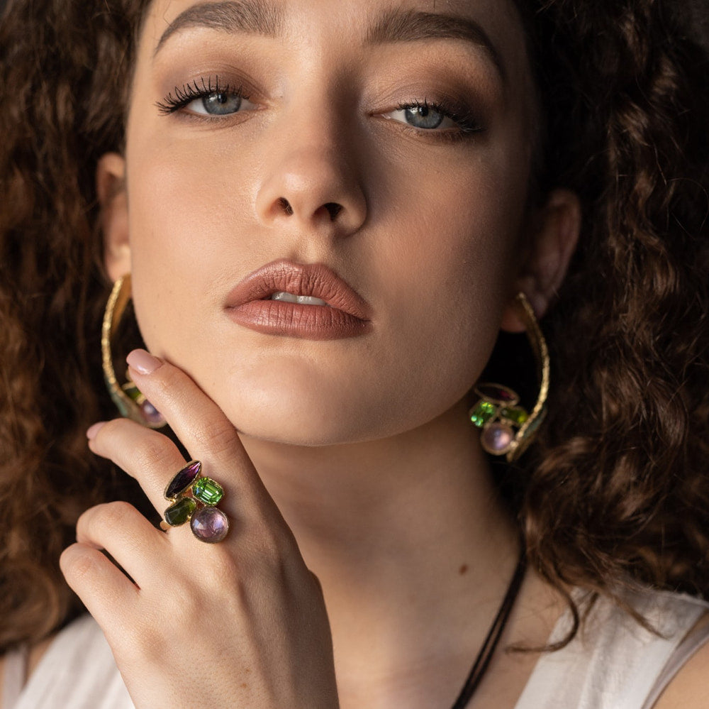 Brass Violet Resin Ring
