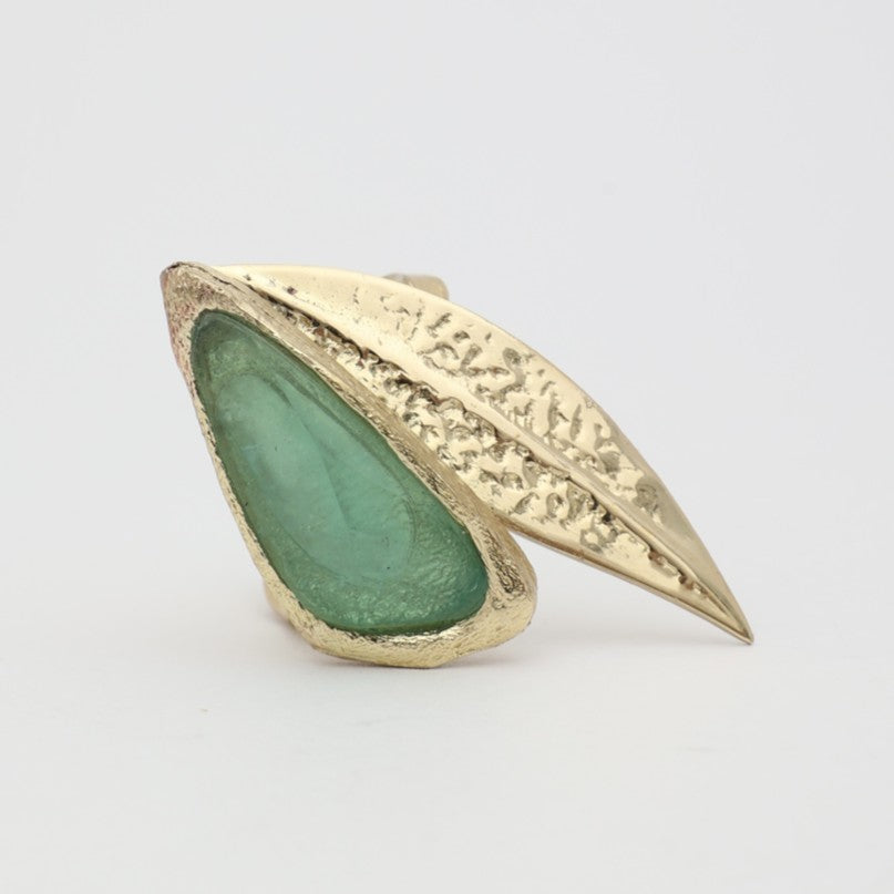 Aqua Resin Brass Ring