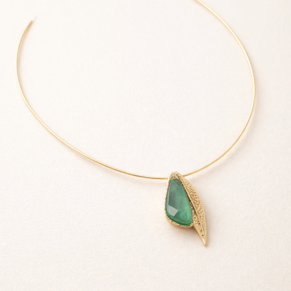 Brass Aqua Resin Necklace
