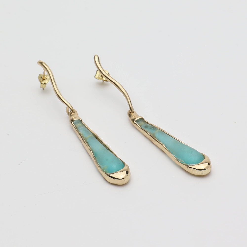 Aqua Brass earrings