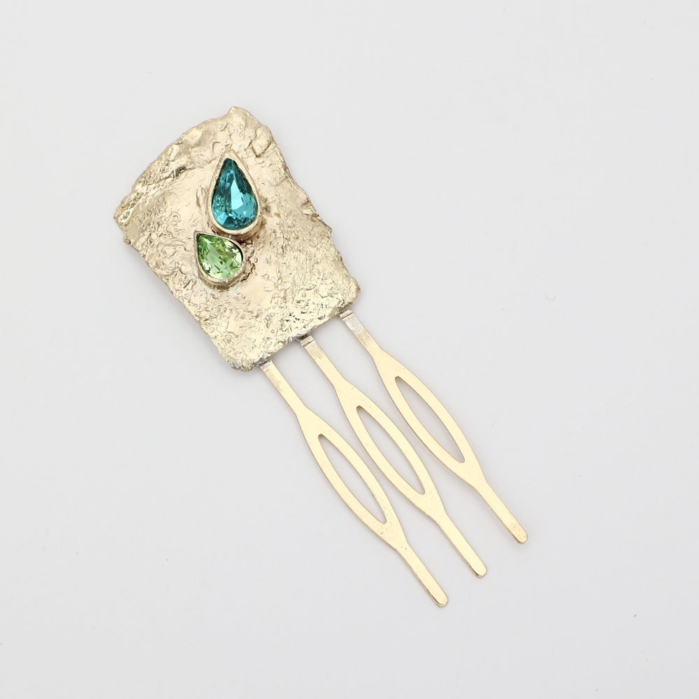 Brass Blue Zircon Hairpin