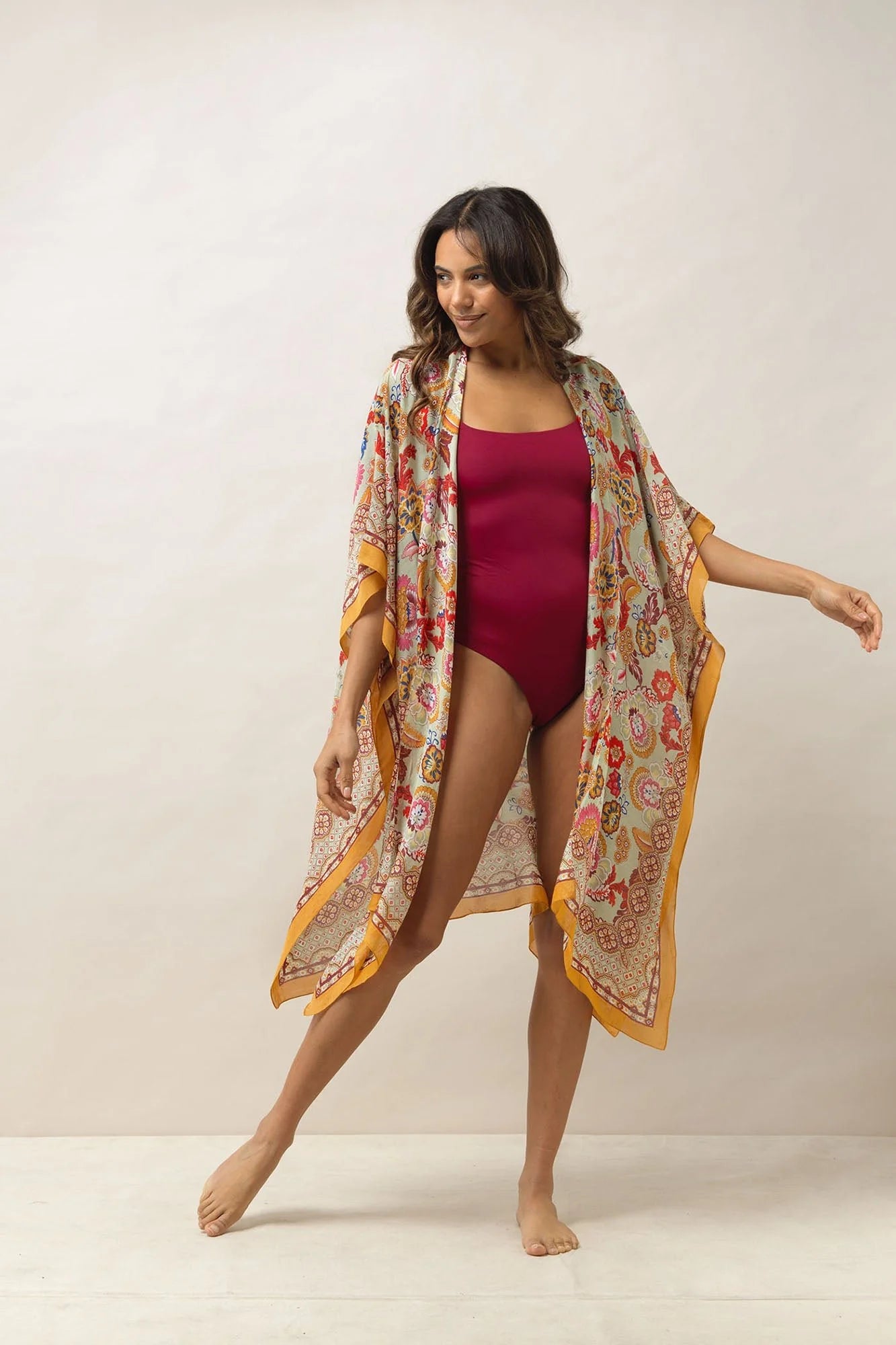 Indian Flower Taupe Throwover - The Nancy Smillie Shop - Art, Jewellery & Designer Gifts Glasgow