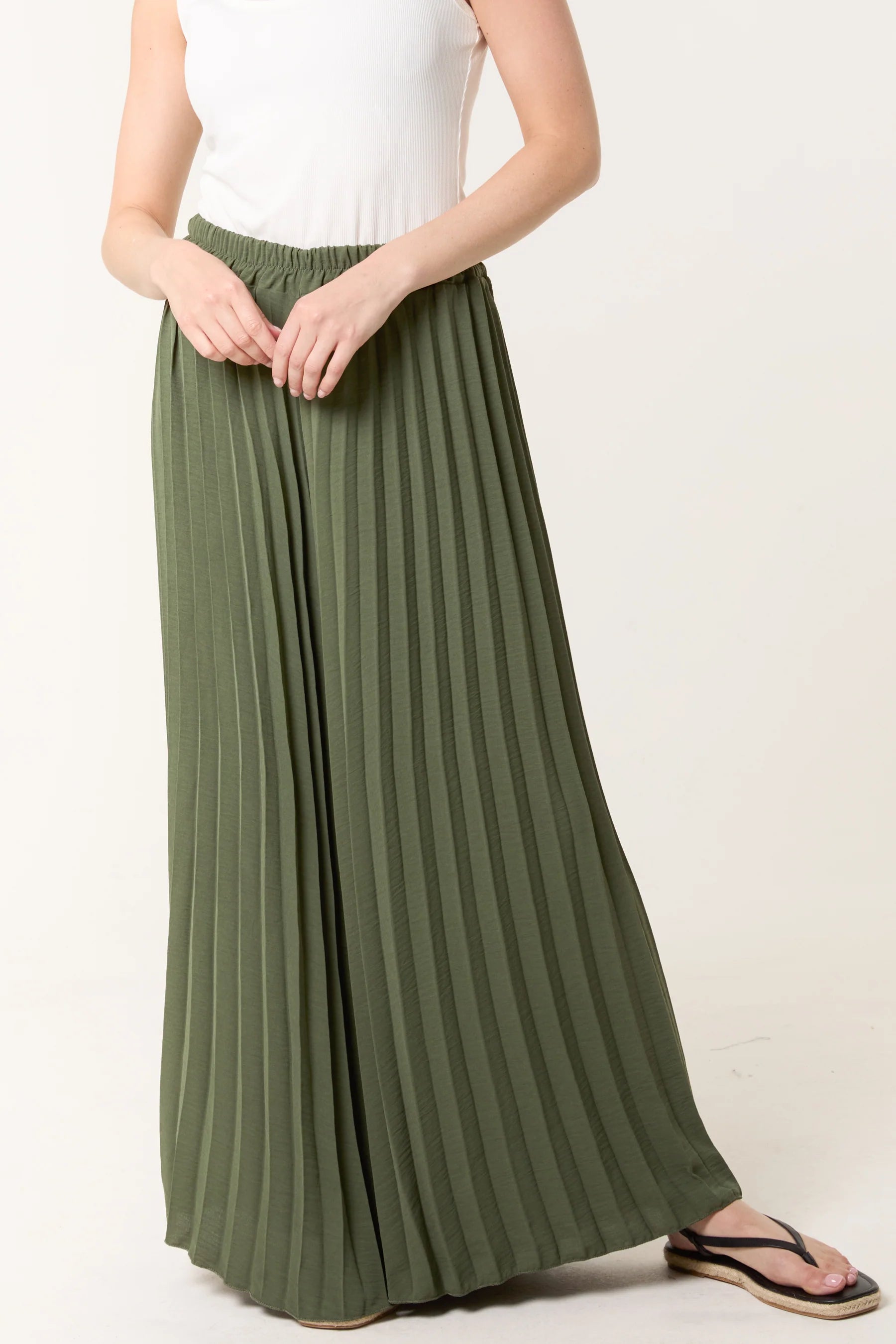 Khaki Plisse Trousers