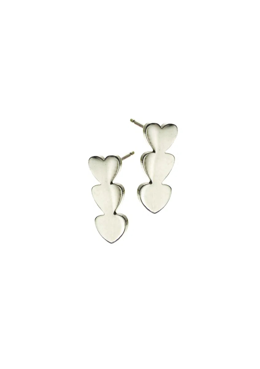 3 Hearts Earrings Silver