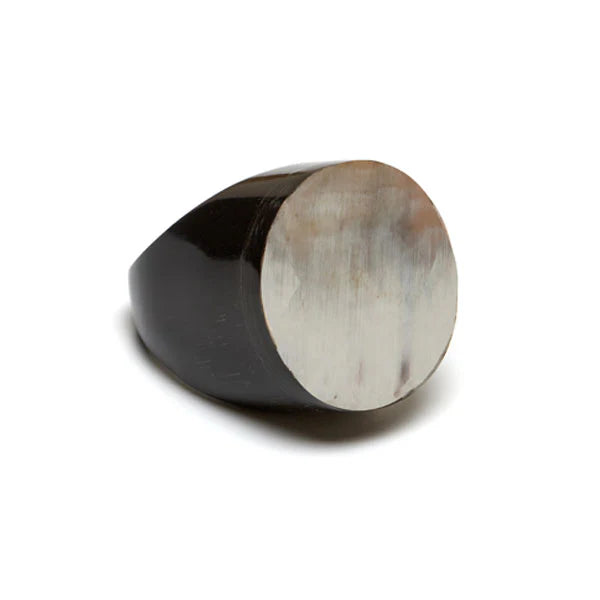 Round buffalo horn ring - White: M