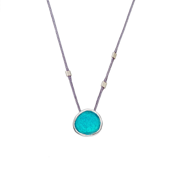 Turquoise Small Pebble Cord Necklace