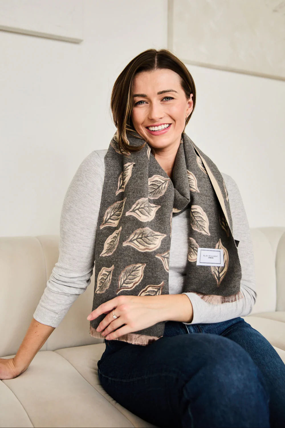 Charcoal Leaves Scarf