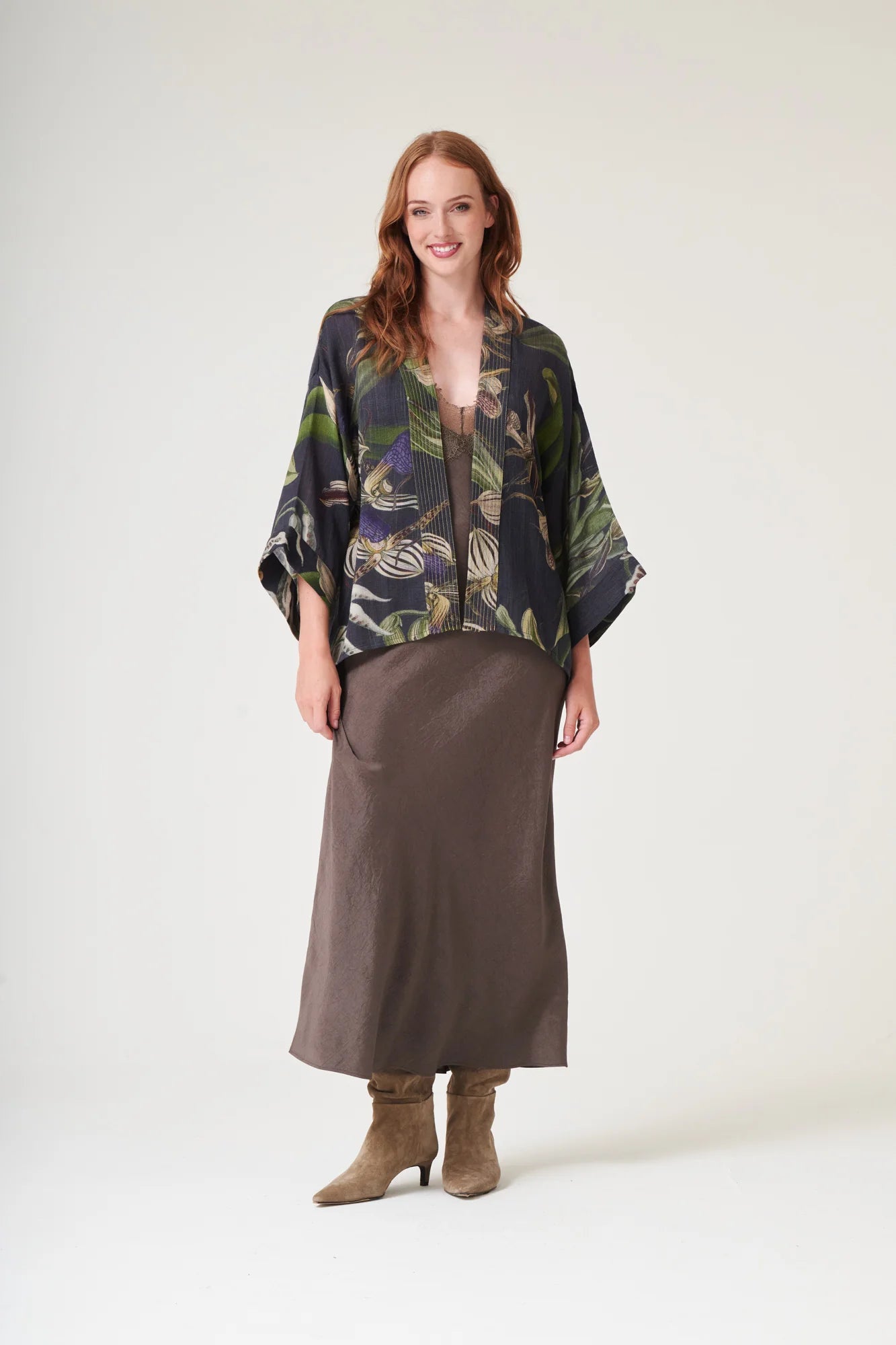 Orchid Black Wool Kimono