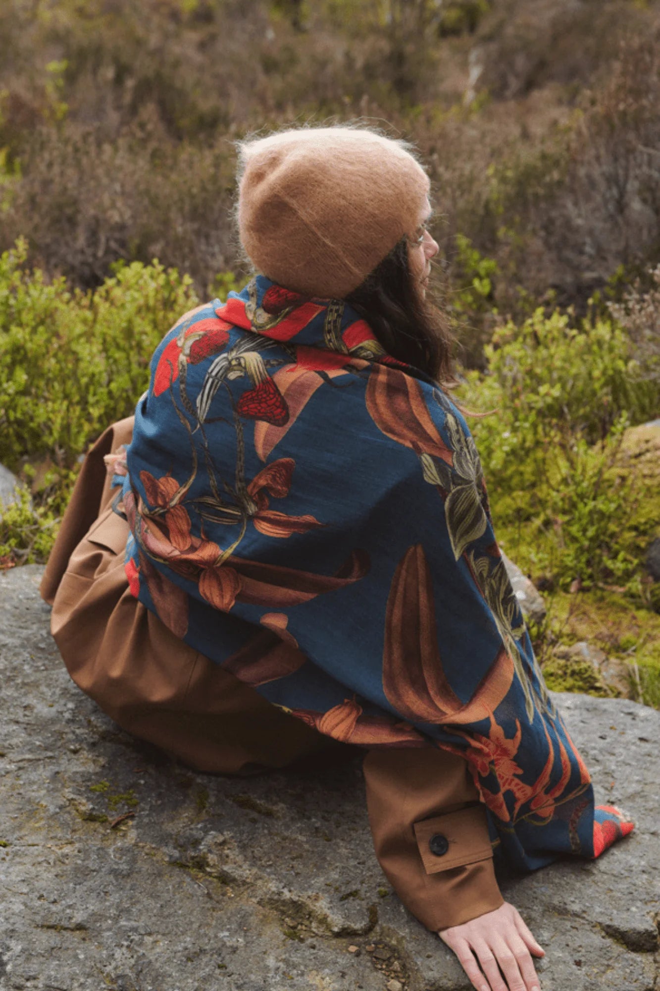 Orchid Teal Wool Scarf