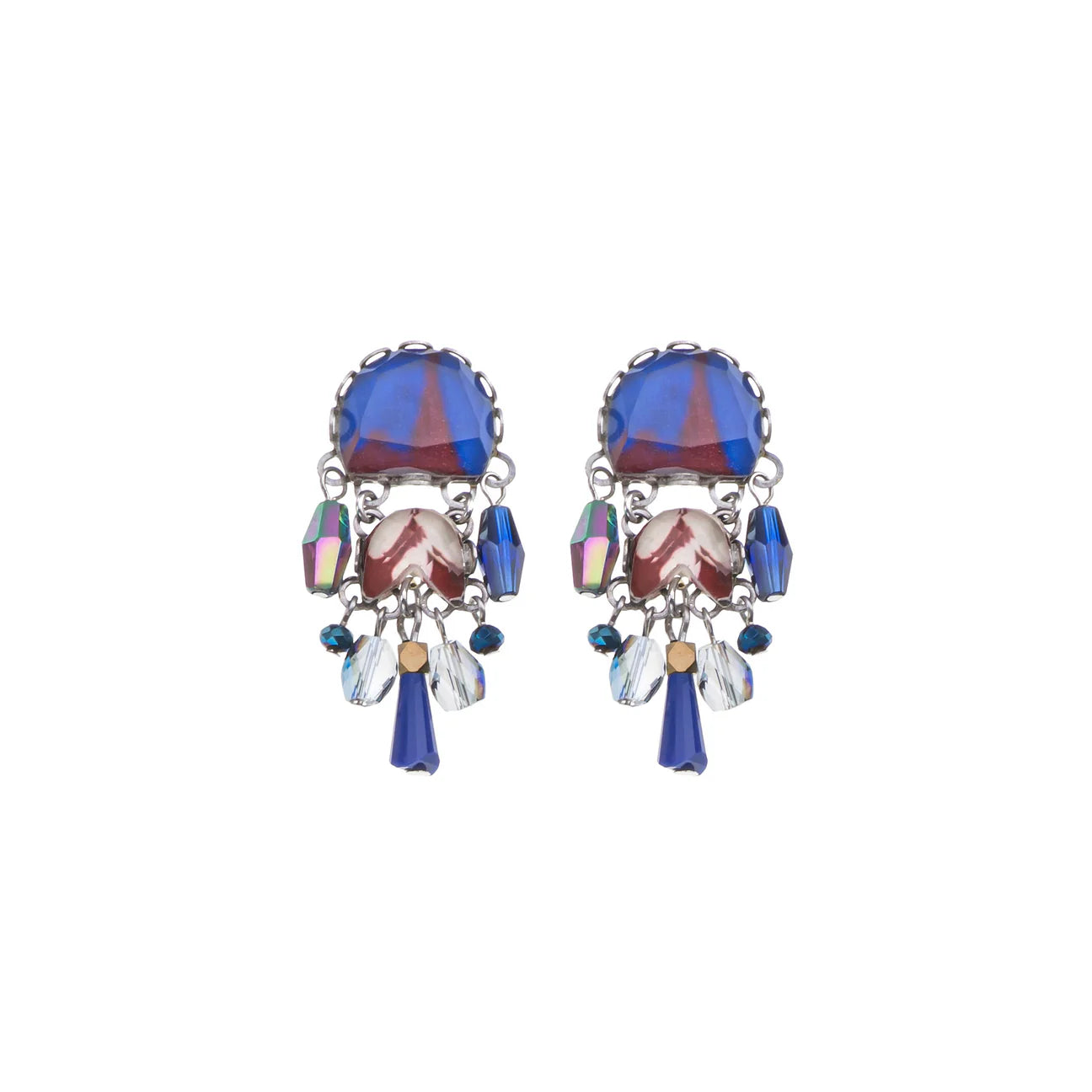 Blue & Red Earring