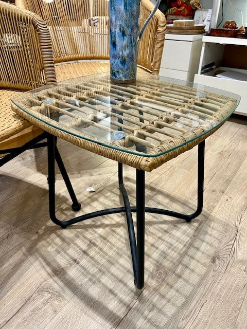 Rattan Table & Two Chairs