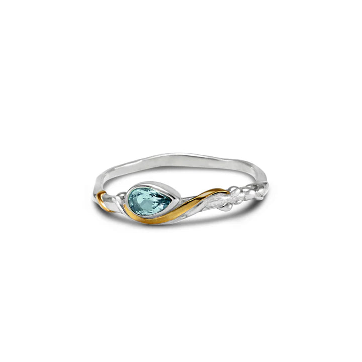 Dainty Sterling Silver Ring with Blue Topaz