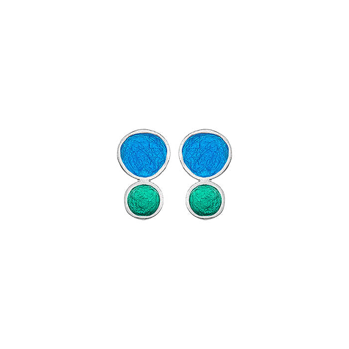 Blue Small Double Pebble Earrings