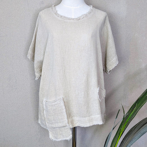 Beige Linen Top