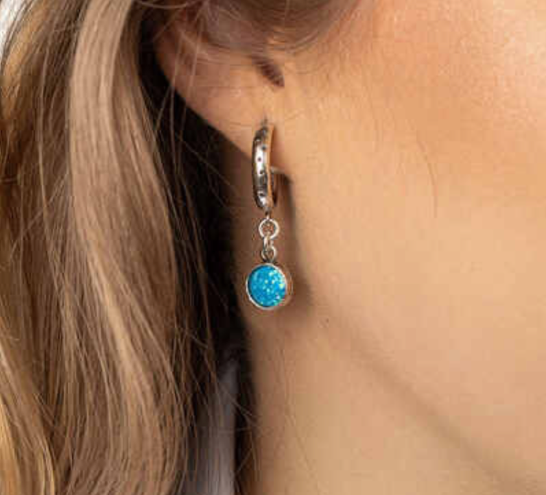 Opal Square Circle Earrings