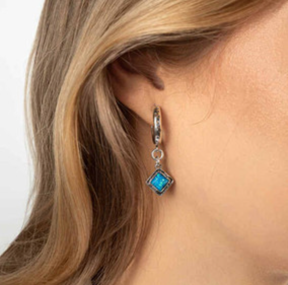 Opal Square Hoop Earrings