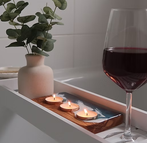 3 Hole Olive Wood and Resin Tealight Holder