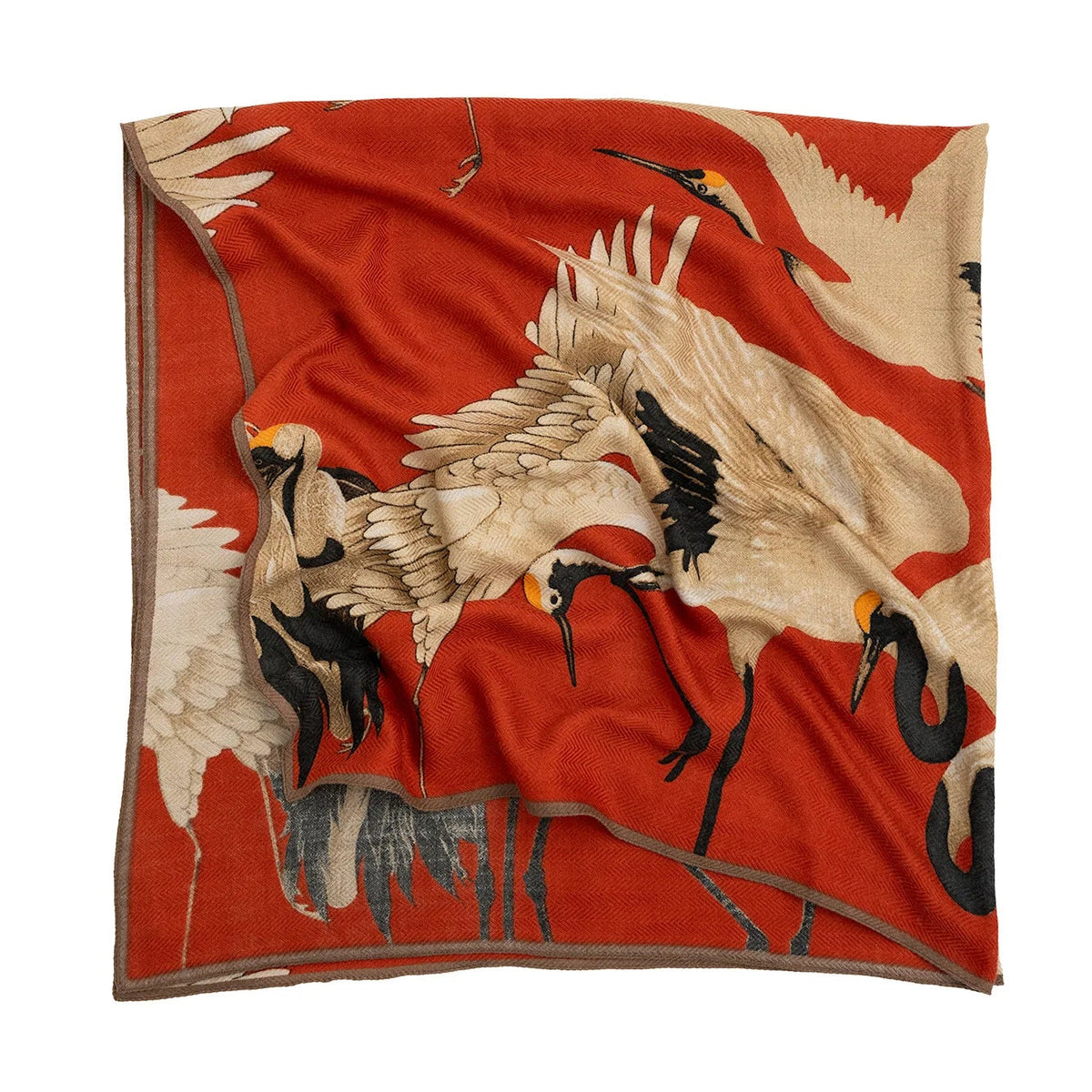 Scarlet Square Stork Wool Scarf