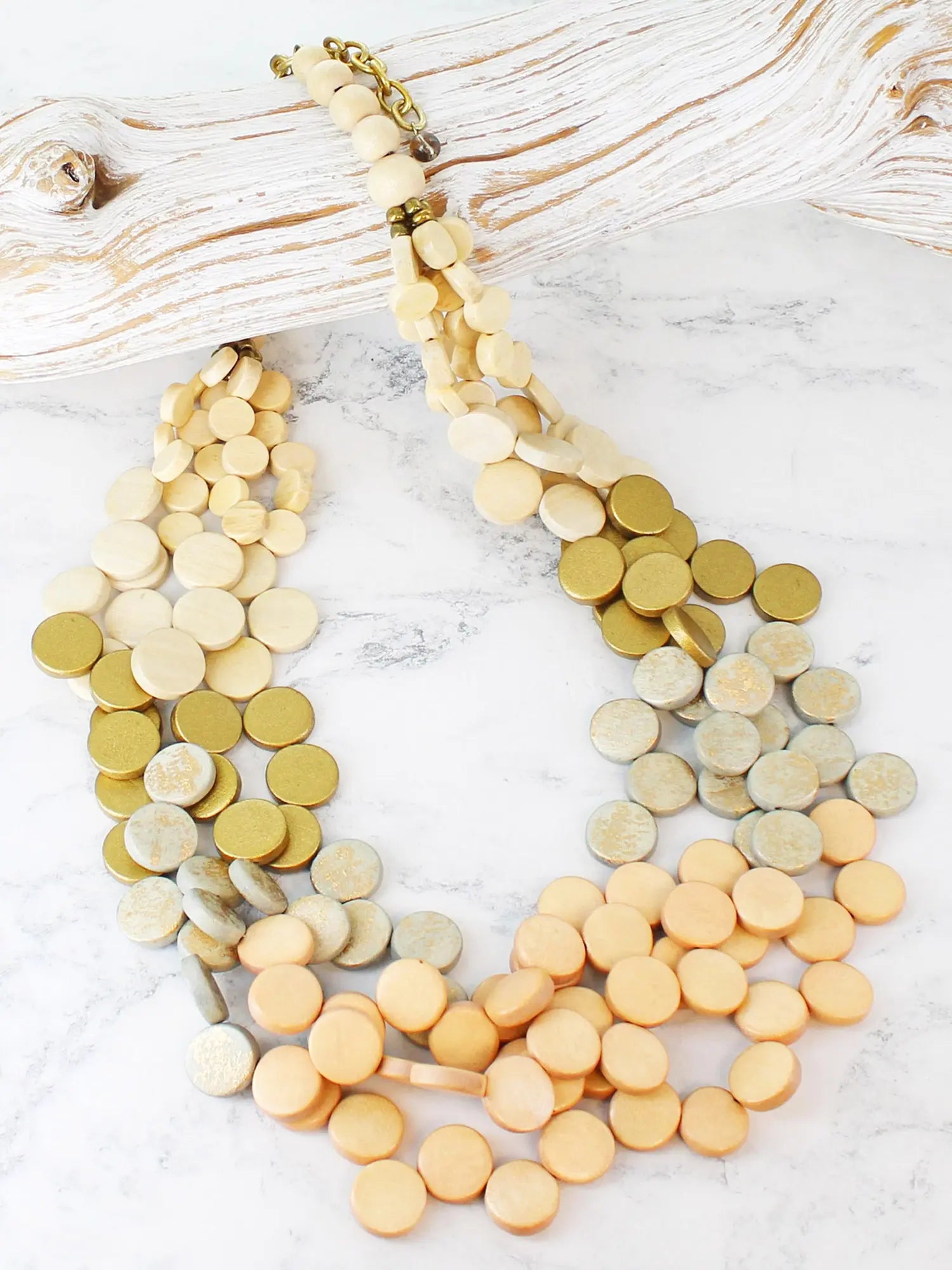 Wooden Disc Cluster necklace