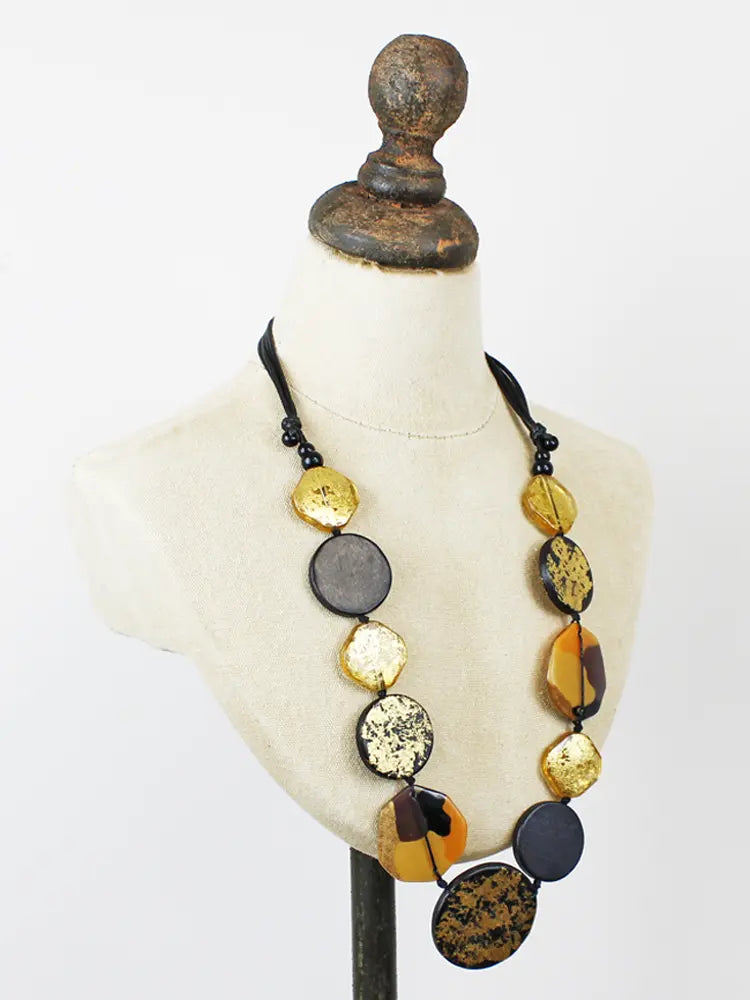Long Resin & Wood Necklace