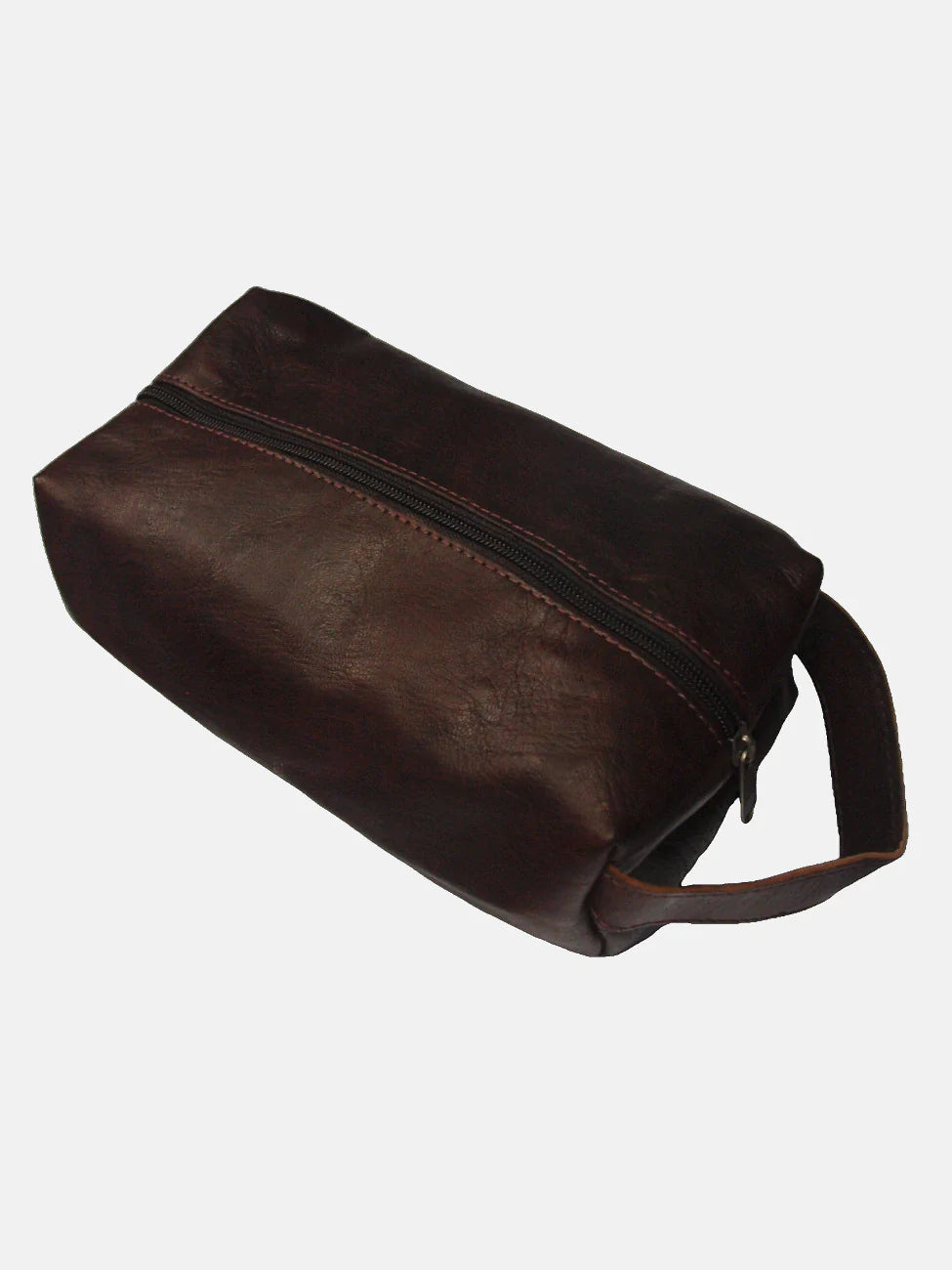 Dark brown Leather Wash Bag