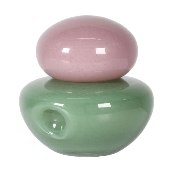 Pink Green Glass Jar