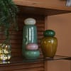 Pink Green Glass Jar