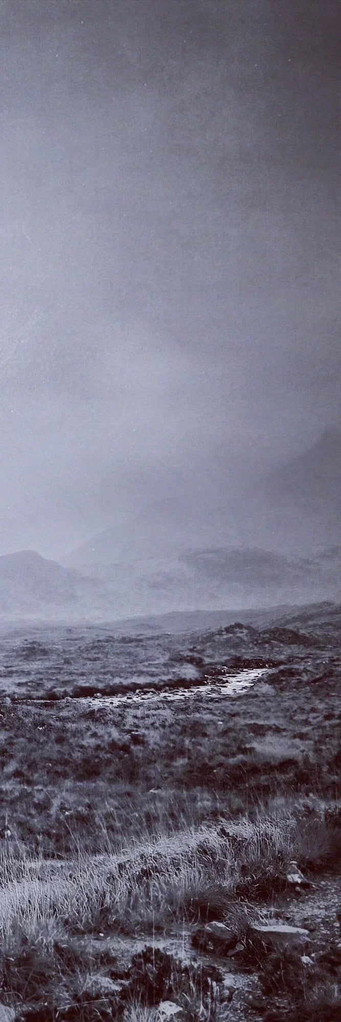 Snow-dusted Cuillin mountains in brooding Skye triptych wall art