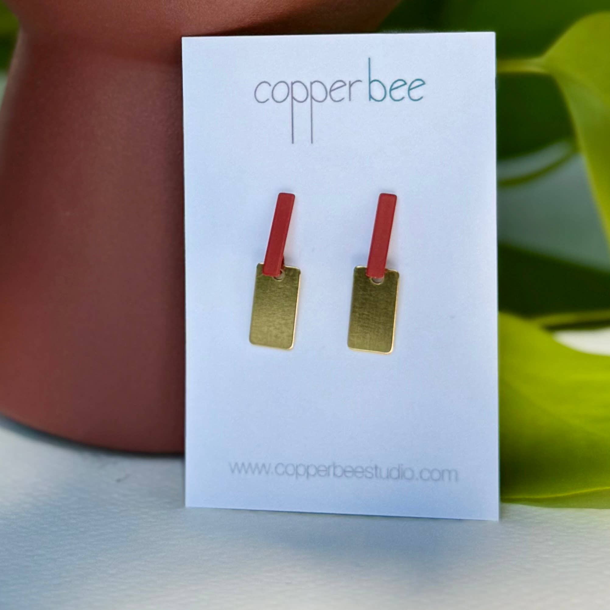 Bauhaus Collection | Block Earrings | BH013: Rust orange