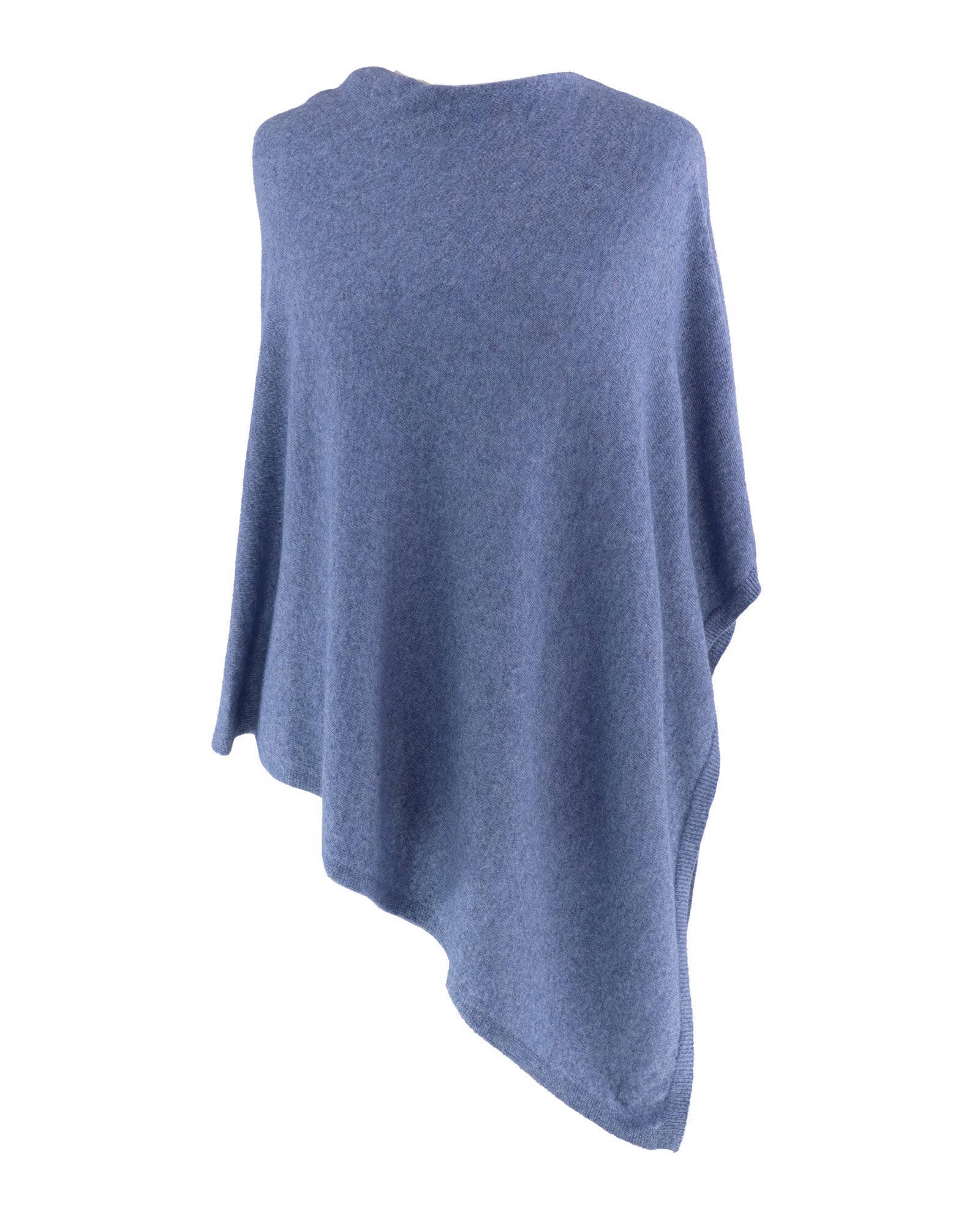 Classic Cashmere Blend Poncho: Denim Blue
