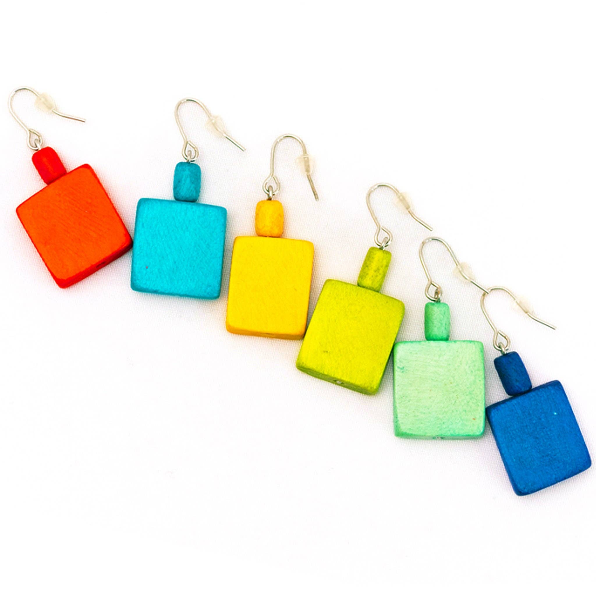 HWSE0 Wood Square Earrings: Royal Blue