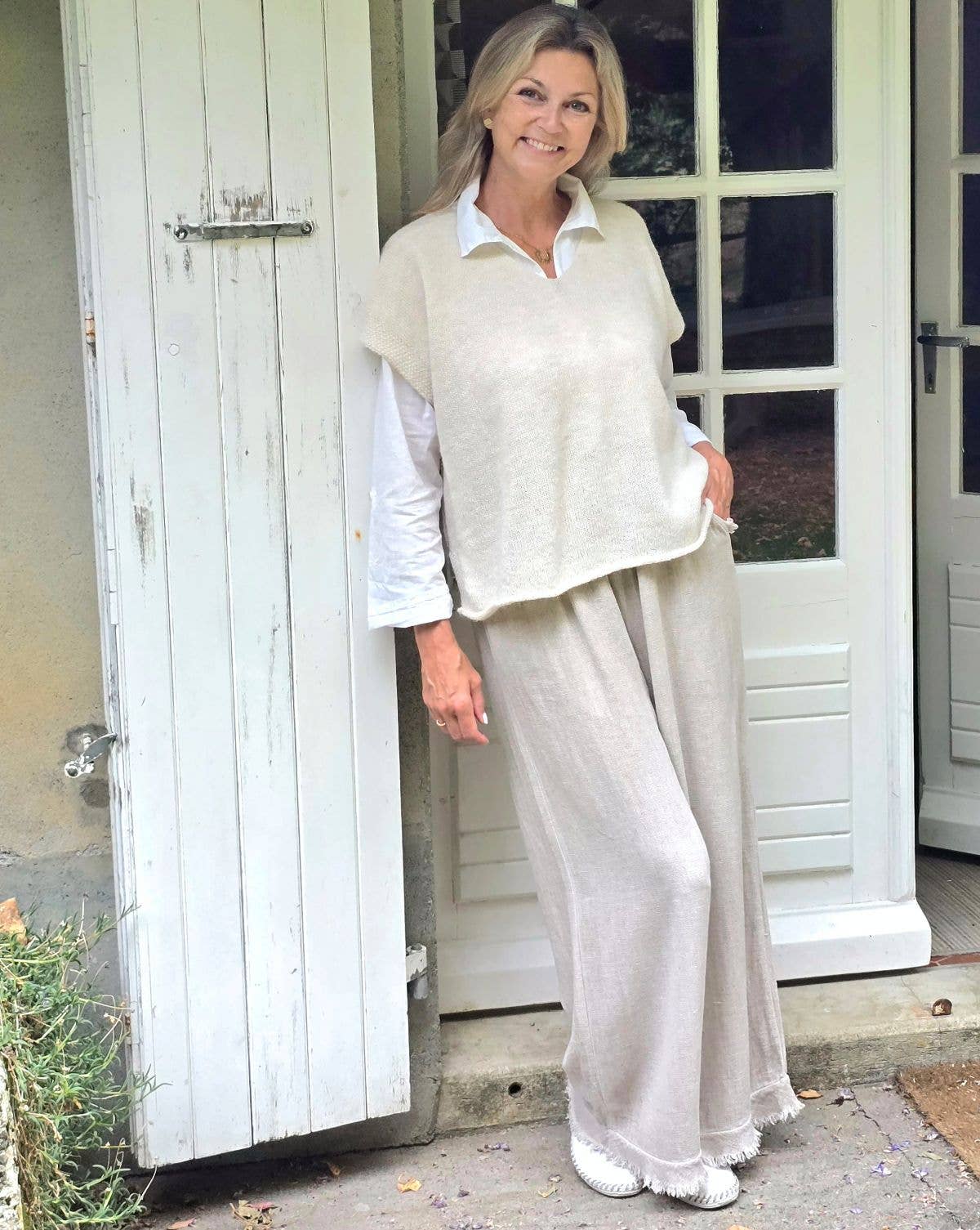 Alpaca Blend V Neck Tunic: Truffle