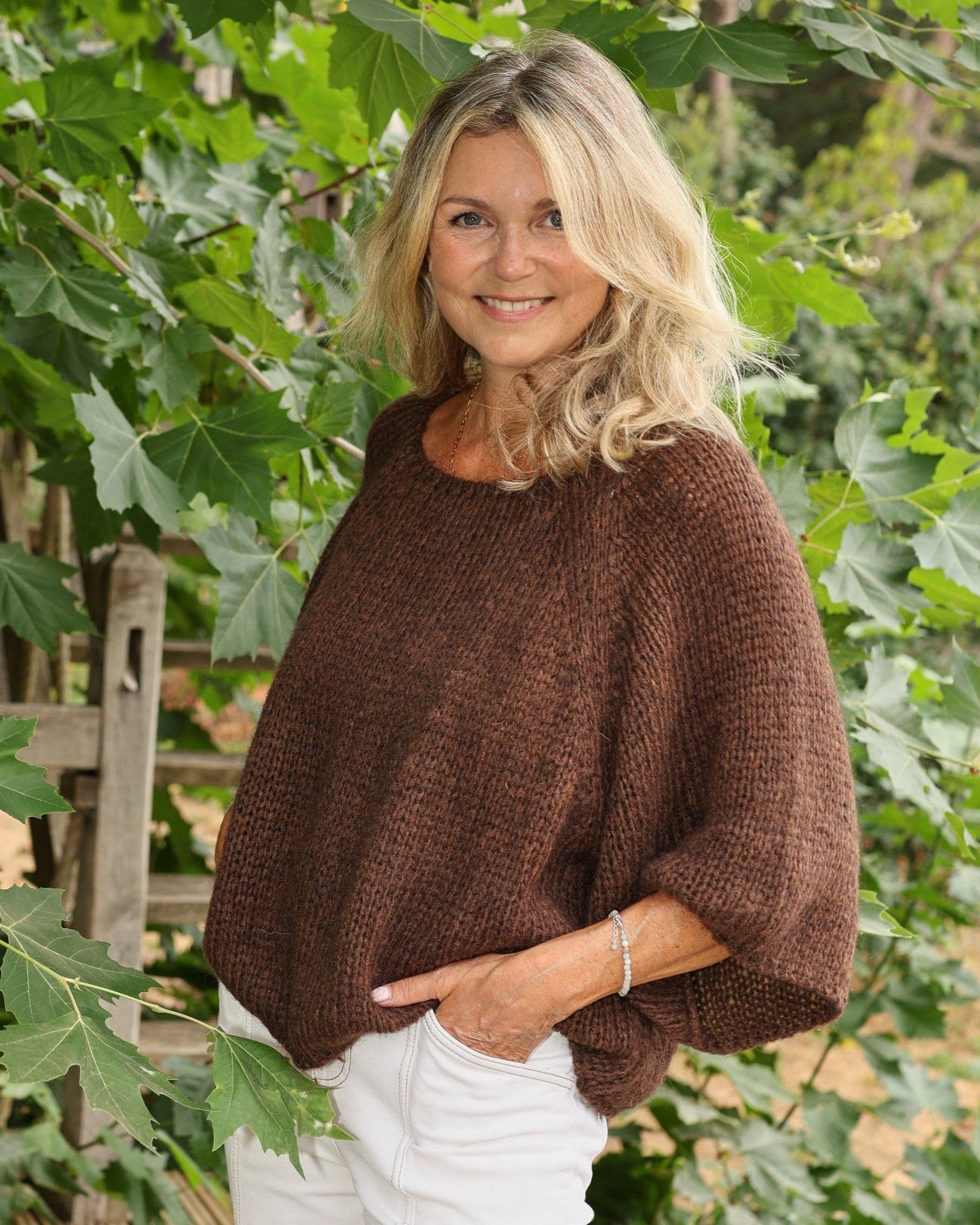 Alpaca Blend Swing Jumper: Cream