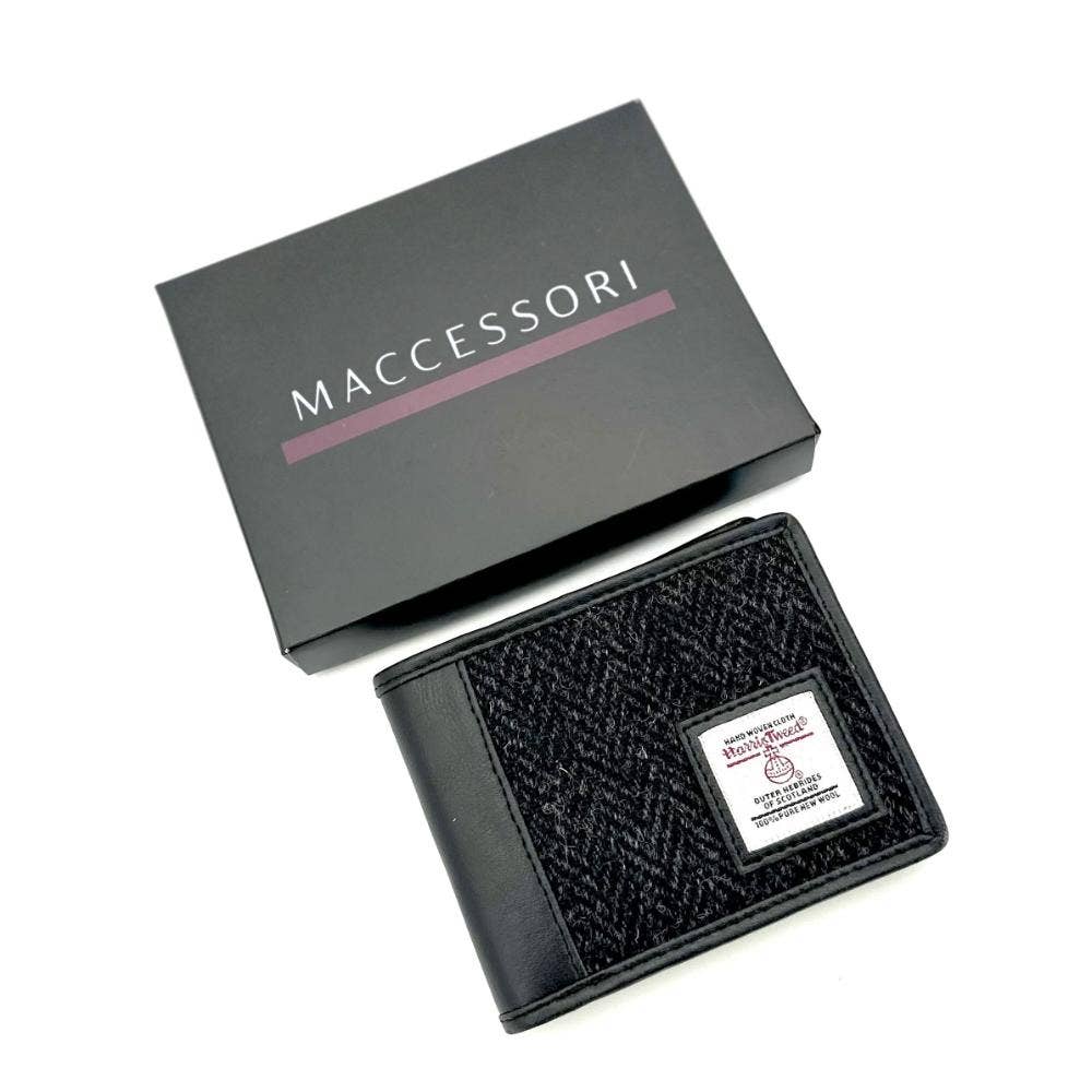 Harris Tweed Bifold Wallet Charcoal