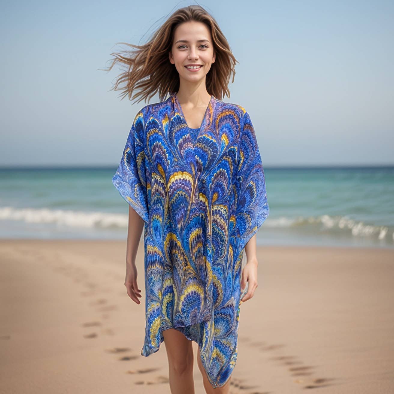 Blue Marbled Kaftan (90x180cm) - Exclusive Design