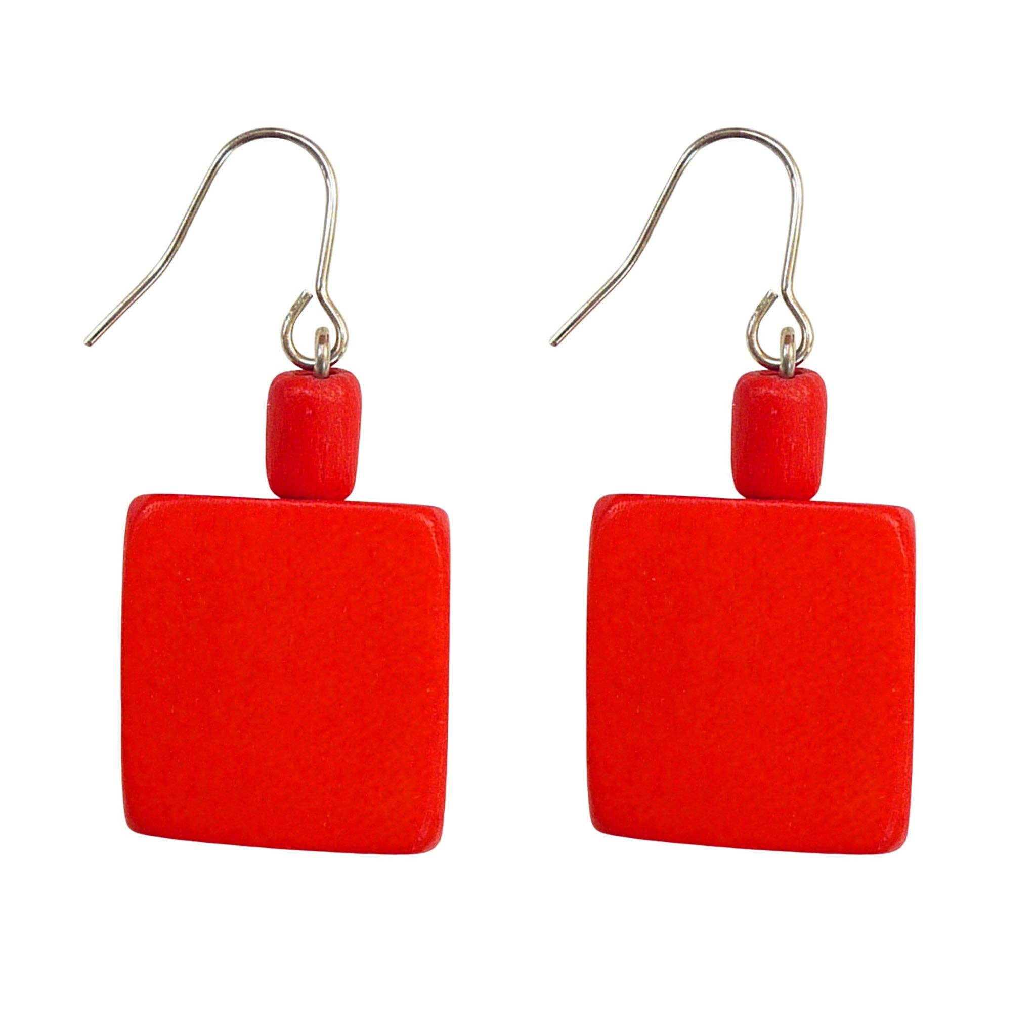 HWSE0 Wood Square Earrings: Lime Green
