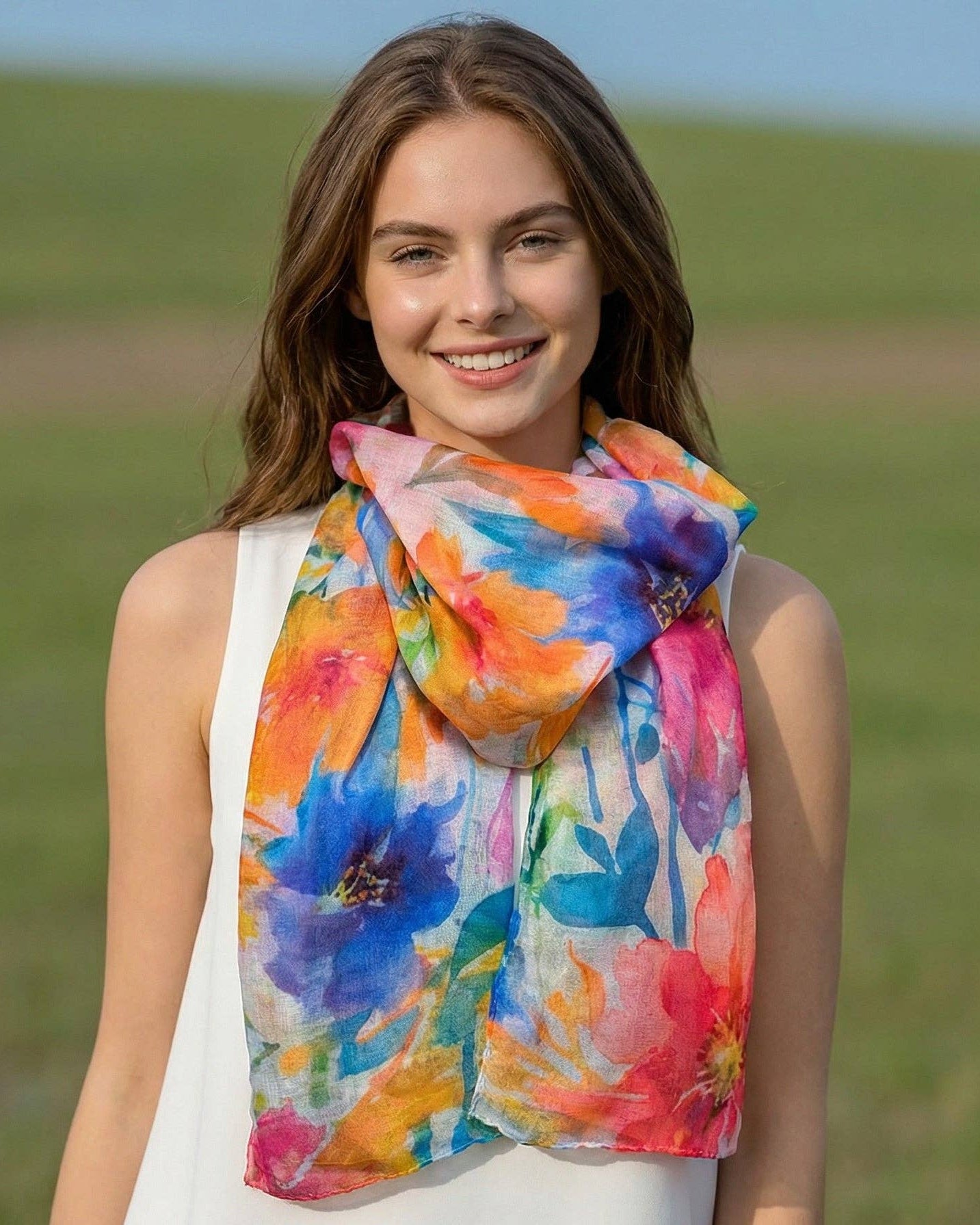 Watercolour Brights Scarf (50x180cm) - Exclusive Design