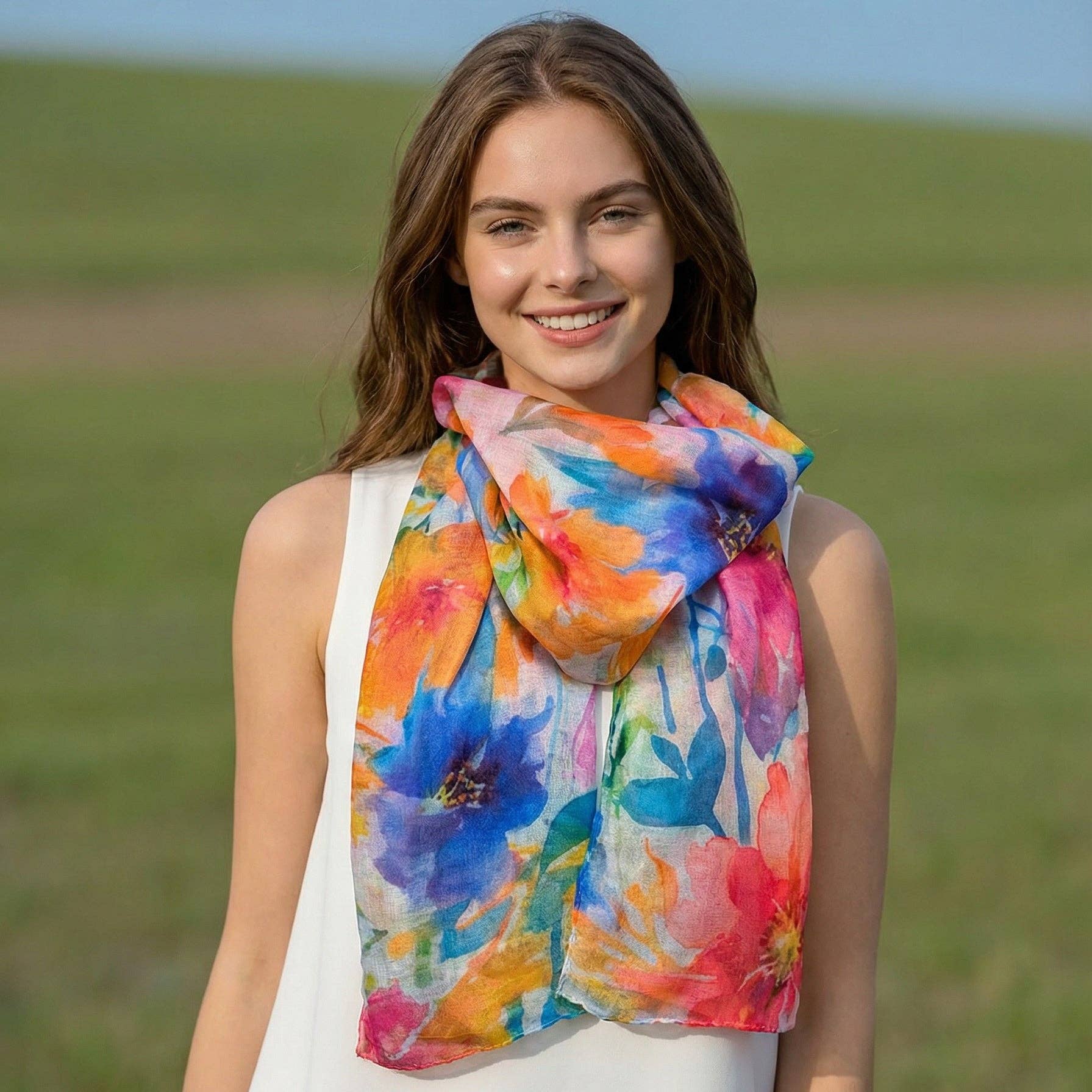 Watercolour Brights Scarf (50x180cm) - Exclusive Design
