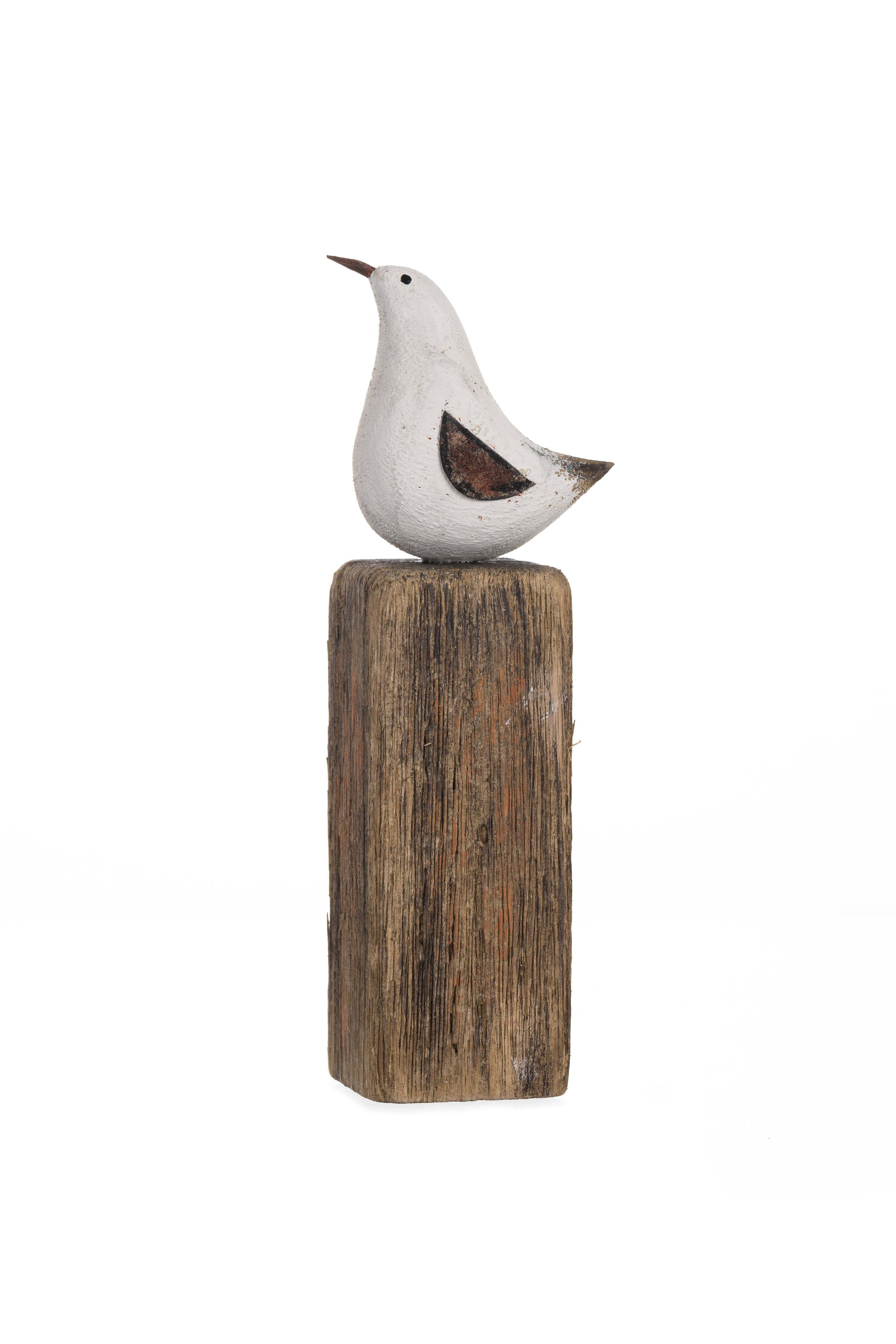Bird On Tall Driftwood Block