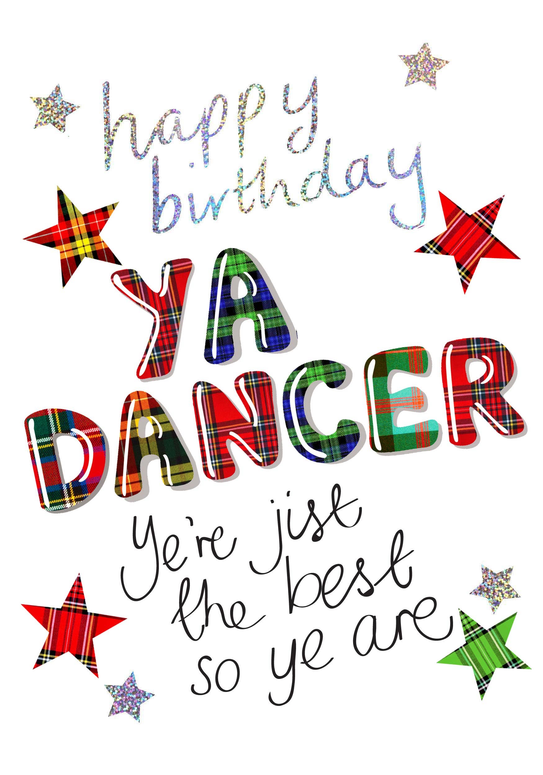 Tartan Words Birthday Ya Dancer Card