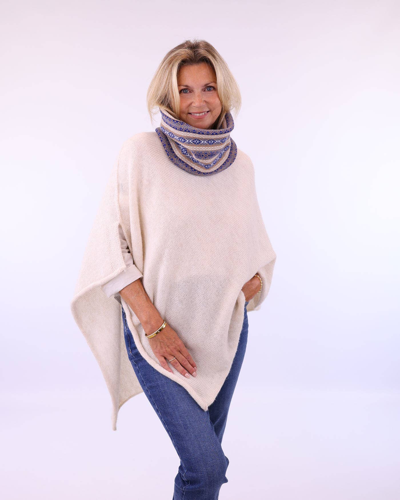 Alpaca Blend Poncho: Latte - Clothing - Scotland