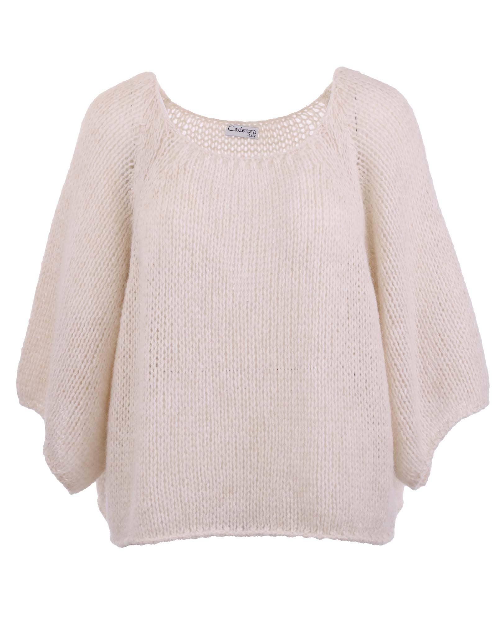 Cream-colored alpaca blend swing jumper in soft moss with textured knit and wide sleeves